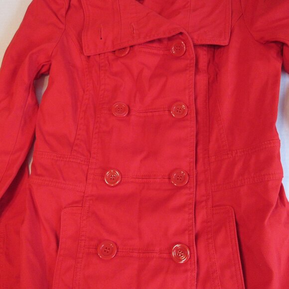 Divided by H & M Stand Up Collar Light-Mid Weight Stretch Red Peacoat Size 10 - Picture 6 of 6